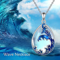 Moonstone blue alloy heart pendant on a women's necklace.