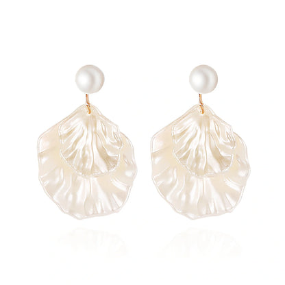 Women's acrylic pearl shell earrings with 5.2g lightweight design and shell shape