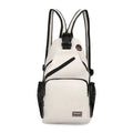 Hot sports chest bag for women in Oxford cloth, available in multiple colours including black and pink, with solid colour and car stitching detail.