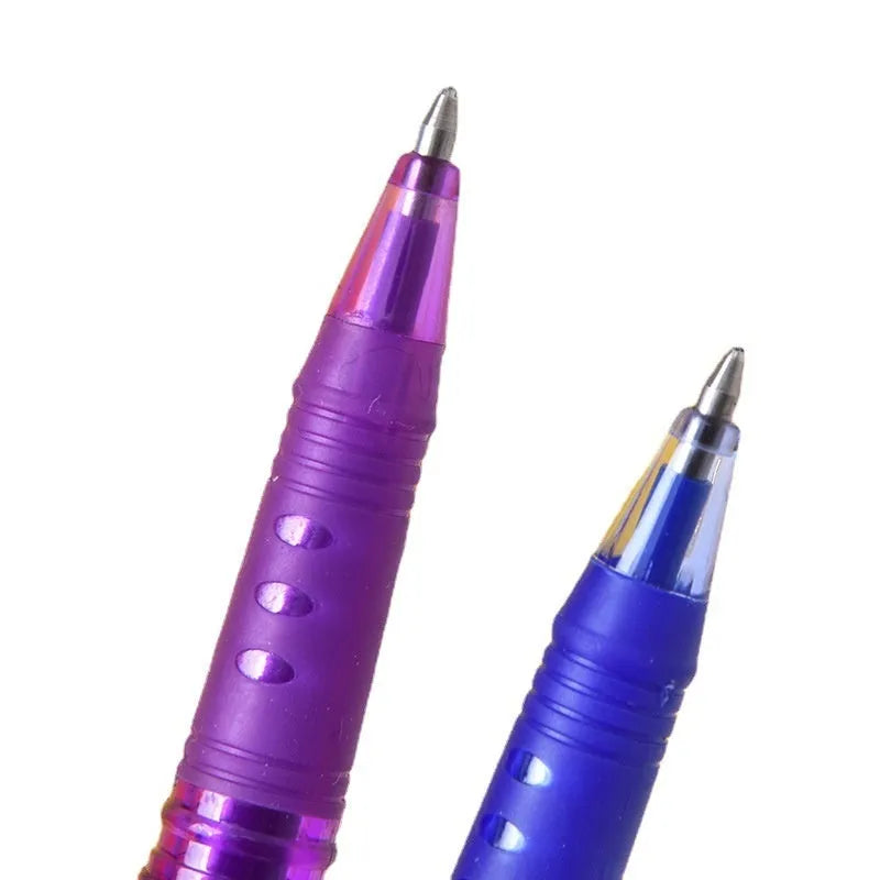 Hot erasable gel pen set with choice of 0.5mm or 0.7mm tip, showing plastic body and stainless steel nib.