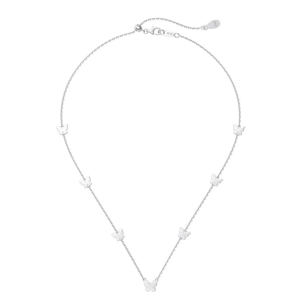 925 silver butterfly stitching design gloss necklace on clavicle chain gold finish 8.3x9.7mm pendant
