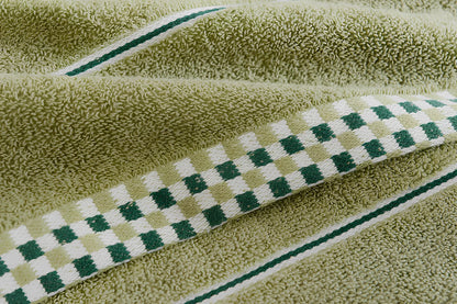 Grey houndstooth 90% cotton facial towel, 35x75cm, quick-absorbing for couples' bathroom use