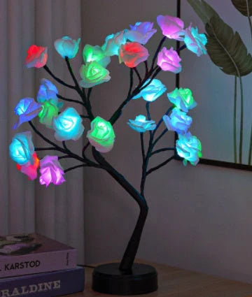 Elegant USB-powered flower lamp with detailed 3D rose design, providing warm, ambient lighting for any room