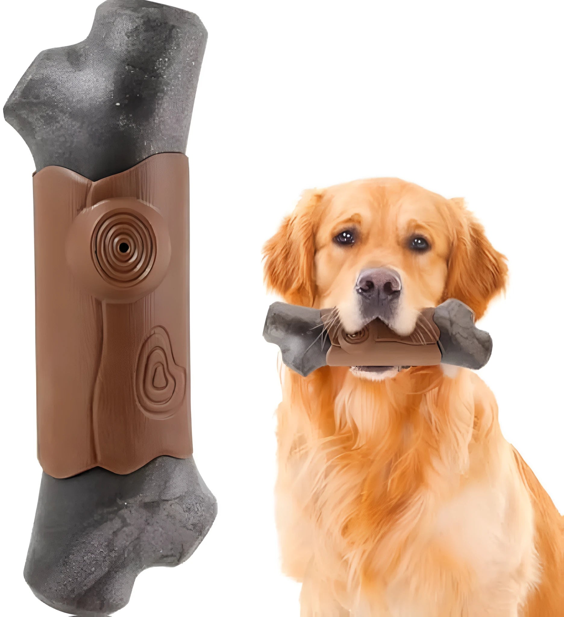 Durable branch-shaped nylon dog chew toy with squeaker for large breed aggressive chewers