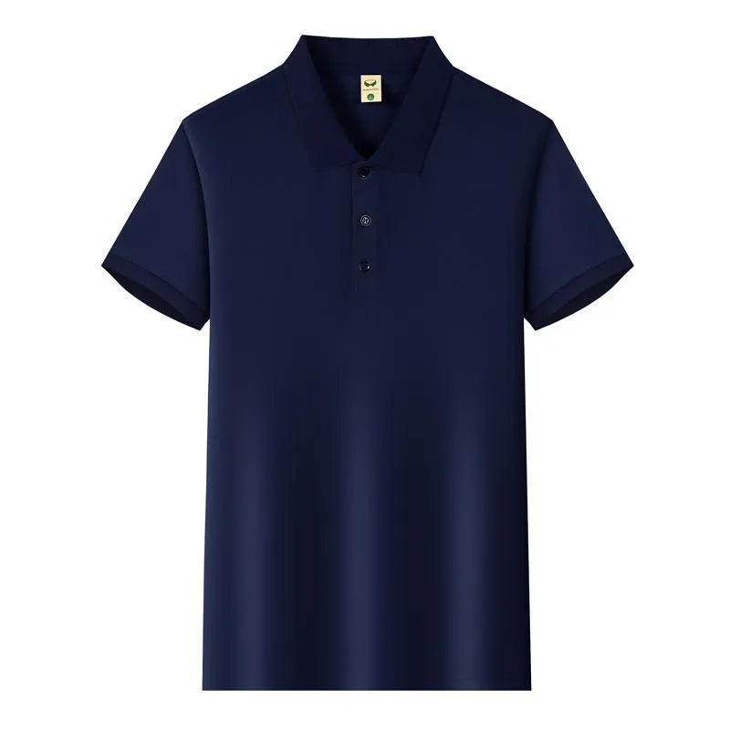 Men's short sleeve business shirt in ice silk fabric with lapel collar and slit styling