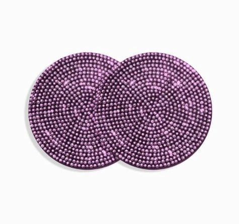 Bling car coasters with crystal rhinestones for cup holders, available in multiple colours