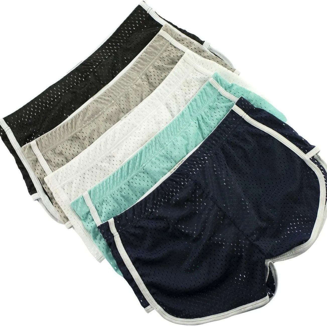 Men's cotton blend boxer shorts in black, showing mid waist and breathable knit fabric.