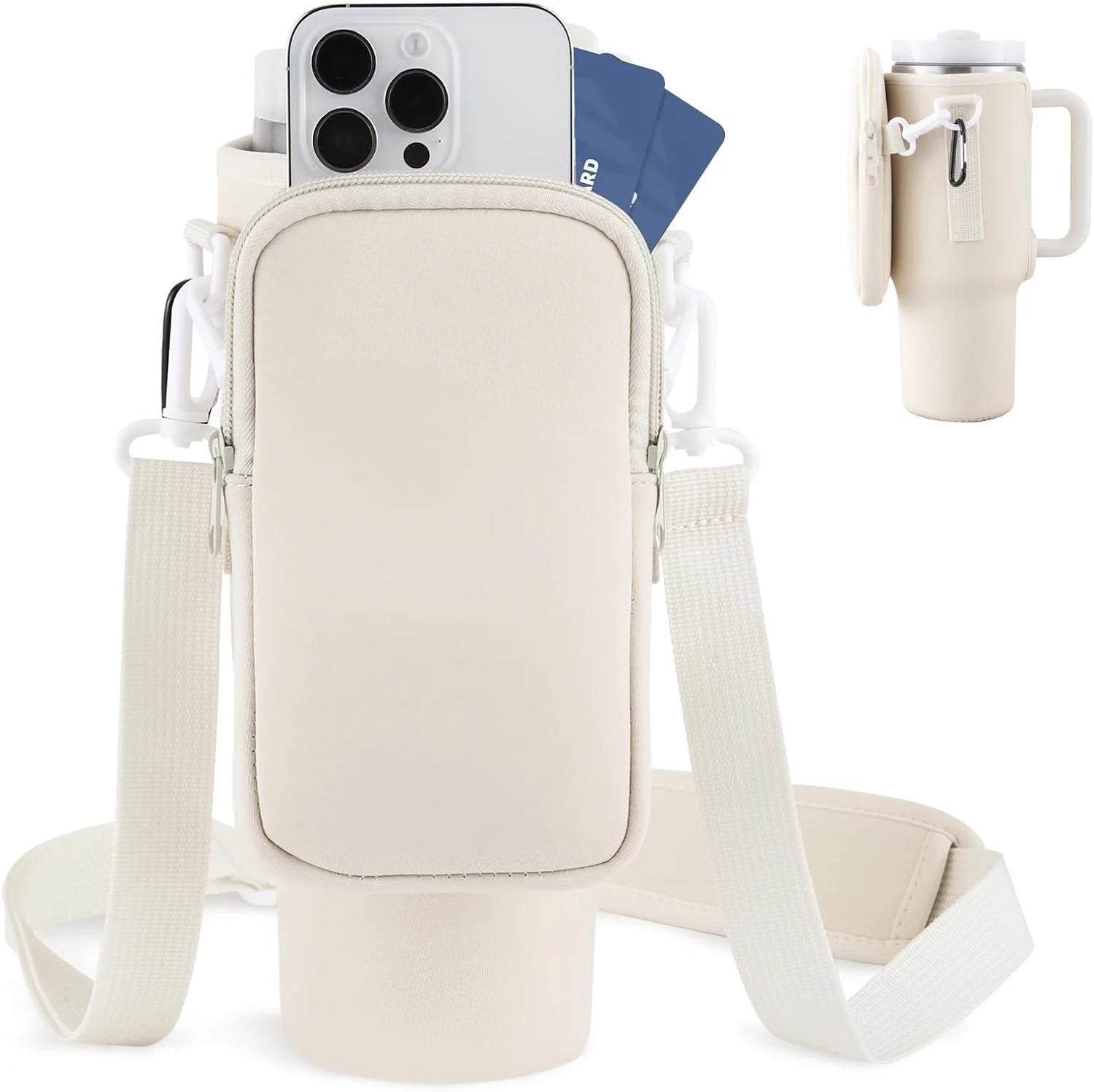 Slok Water Bottle Carrier Bag for 40oz tumblers with adjustable strap and front pockets