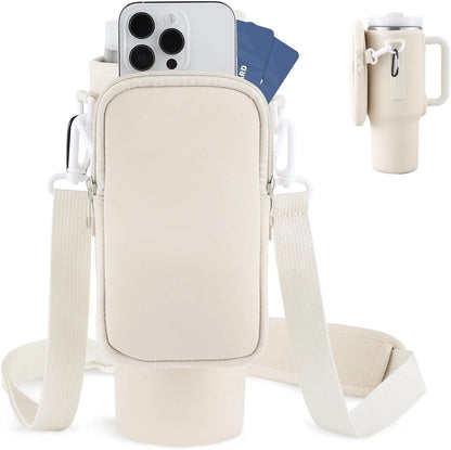 Slok Water Bottle Carrier Bag for 40oz tumblers with adjustable strap and front pockets