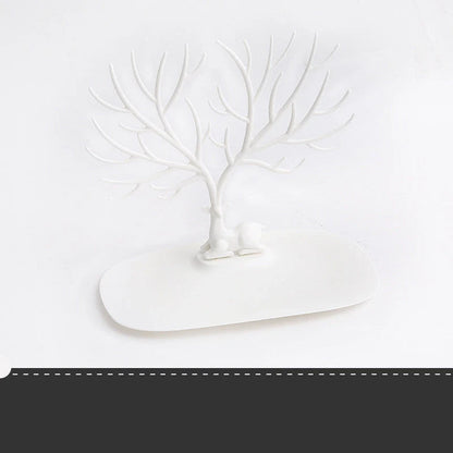 Deer antler jewelry stand in white and black, organising earrings and necklaces