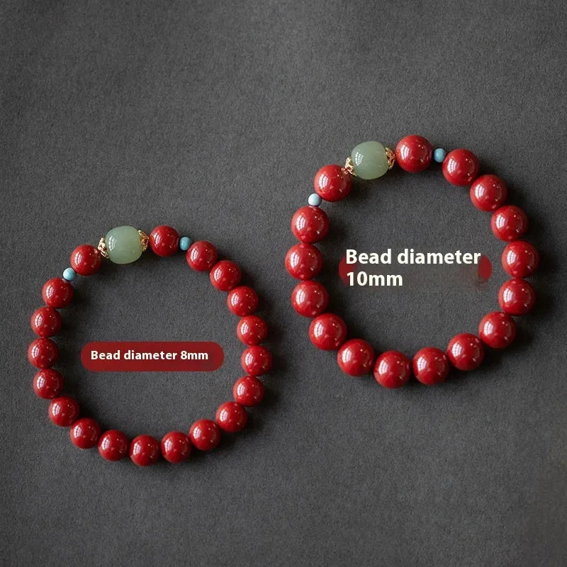 Cinnabar geometric bracelet with ellipse cartoon elements in 6mm, 8mm, 10mm sizes