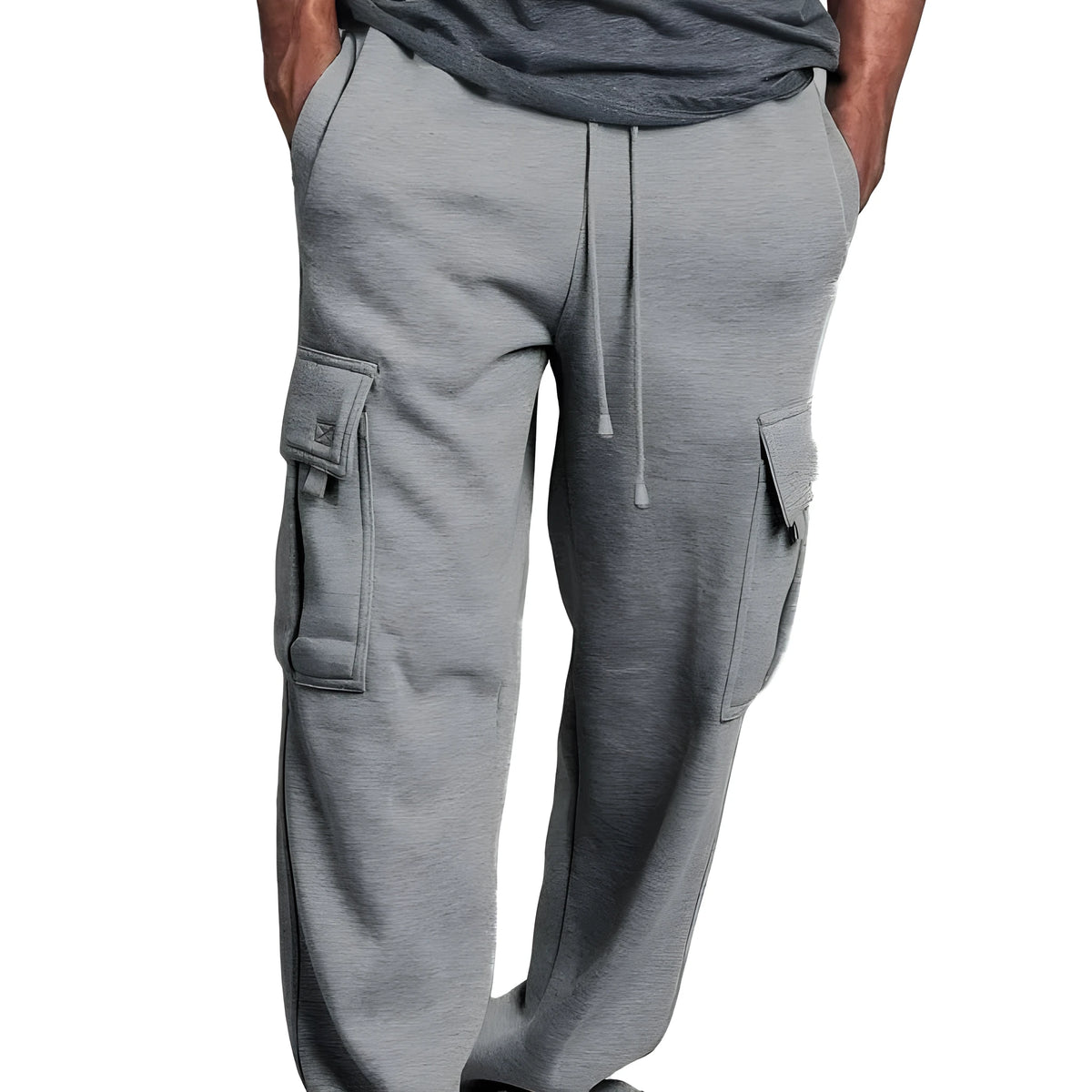 Casual Multi-pocket Loose Straight-leg Overalls for Men and Women, Polyester Broadcloth Midweight Fabric, Available in White, Black, Dark Gray, Light Gray, Army Green, Red, Sizes M to 4XL, Drawstring Closure, Spring Autumn Wear