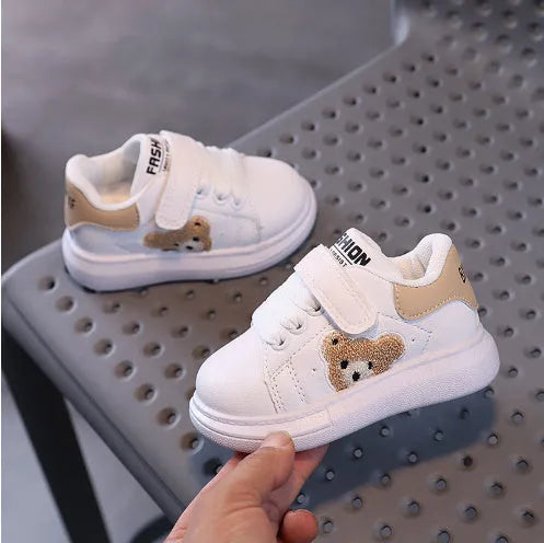Baby Bear cartoon design children's sports shoes in artificial leather with rubber sole