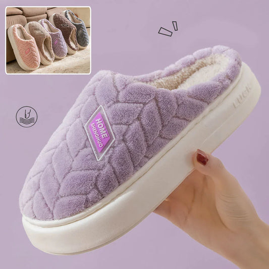 Cozy Non-Slip Plush House Slippers for Men and Women in a variety of fashionable colors with thick, non-slip soles and soft, plush lining for maximum comfort and traction.