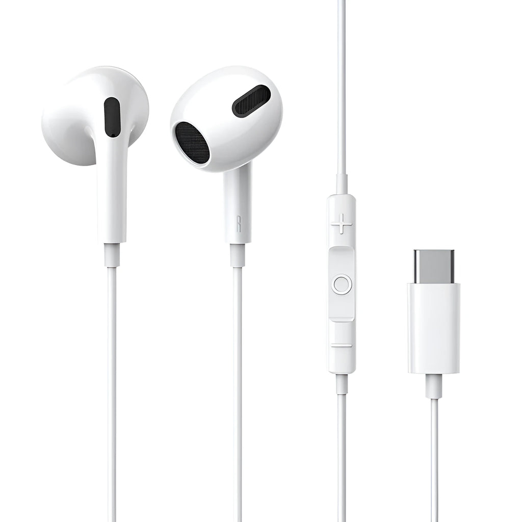 White C17 WiredFor Type-C wired headset with earplug design and 1.1-metre cable for Xiaomi phones