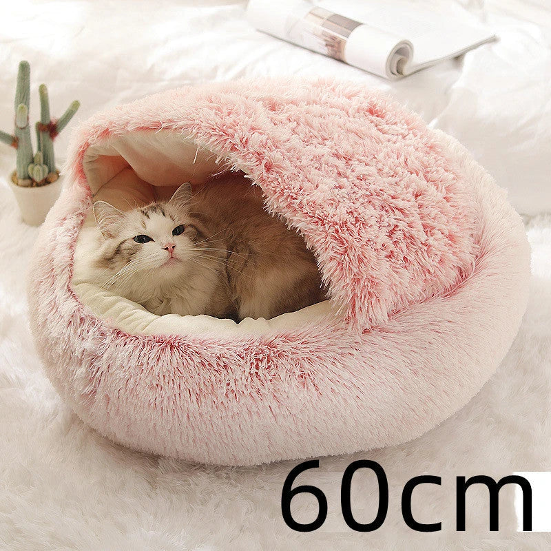 Warm plush pet bed for cats and dogs in various colours and sizes