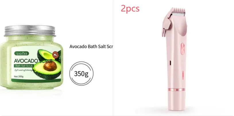 Pink women's electric hair trimmer with double head for body and pubic hair removal