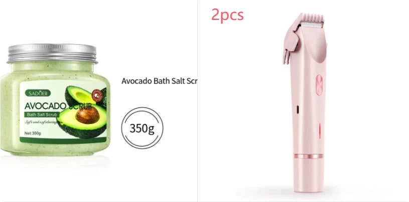 Pink USB-powered 2-in-1 hair remover for women with double head shaver