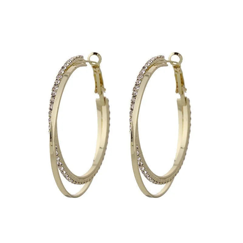 Alloy circle earrings for women gold silver 5cm 4.5cm Korean simple temperament style