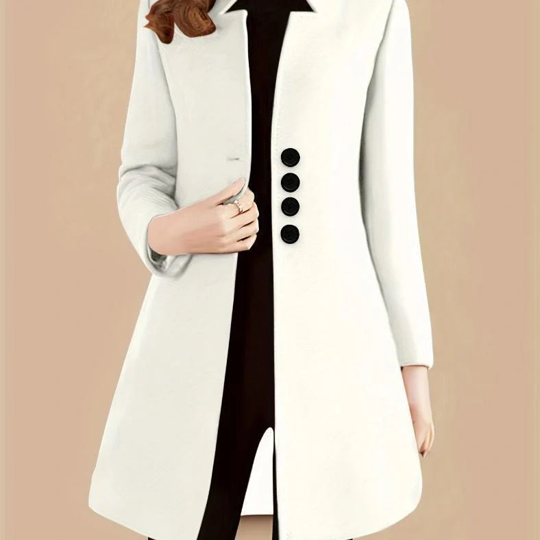 Women's slim-fit modal coat with rabbit fur fabric in army green colour, showing 40cm short length and Korean style cut