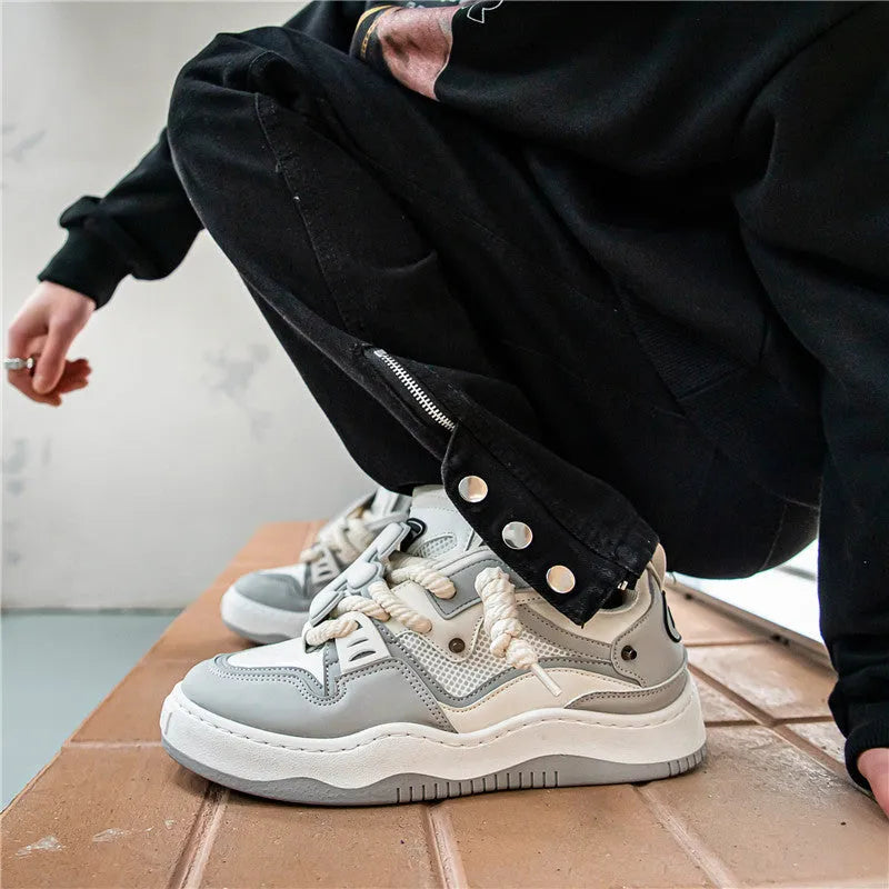 Board shoes fashion casual sneaker low top lace-up artificial PU upper PVC sole flat heel White Blue Gray Black