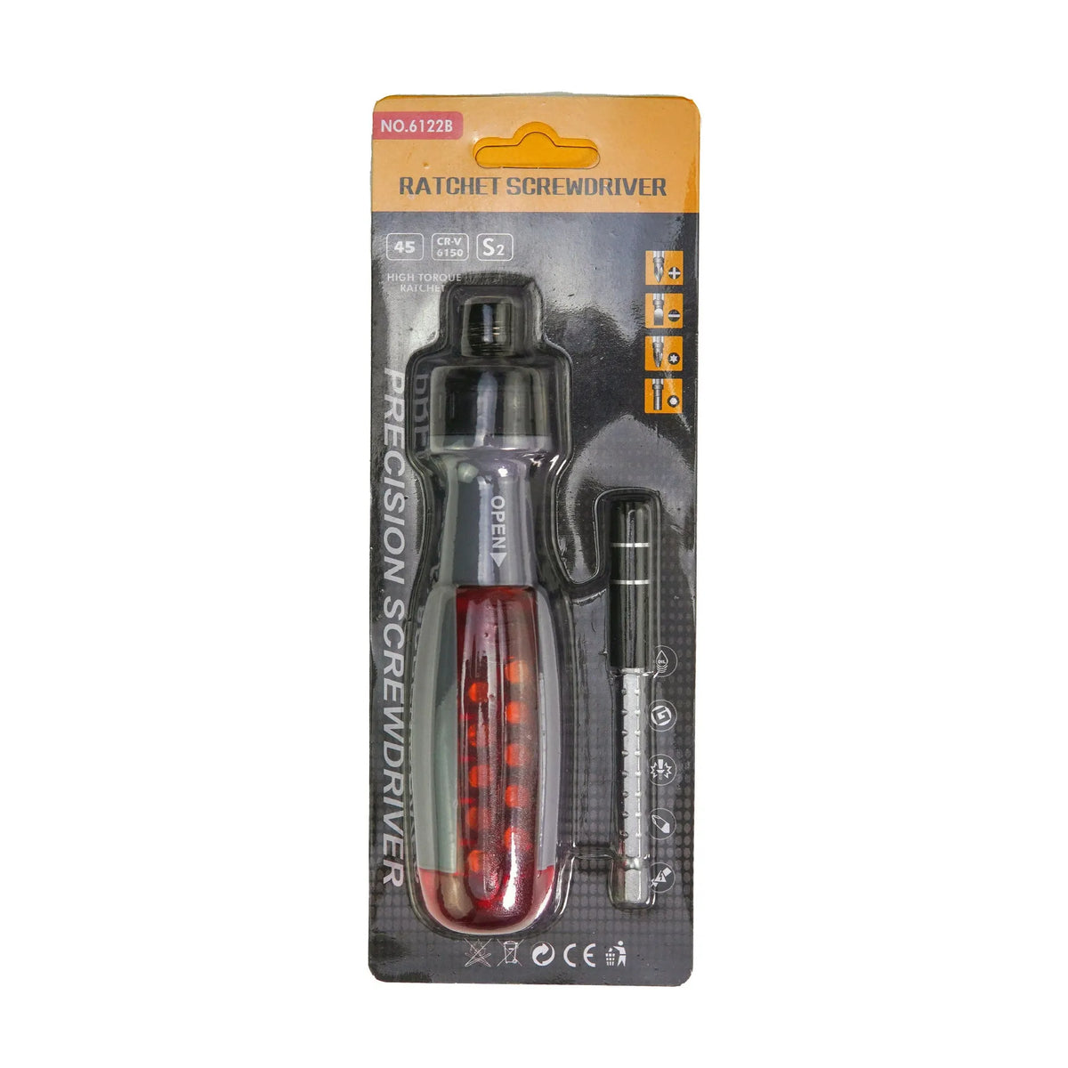 Ratchet two-way retractable screw bits set shaped screwdriver with chrome vanadium steel construction and magnetic tip