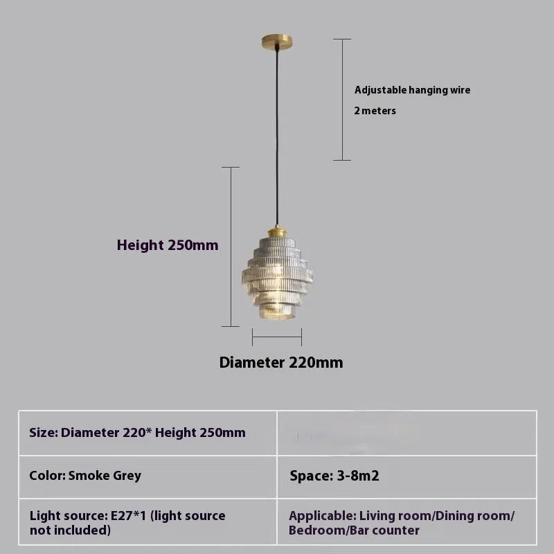 Modern simple pendant light in smoky grey and amber colour options