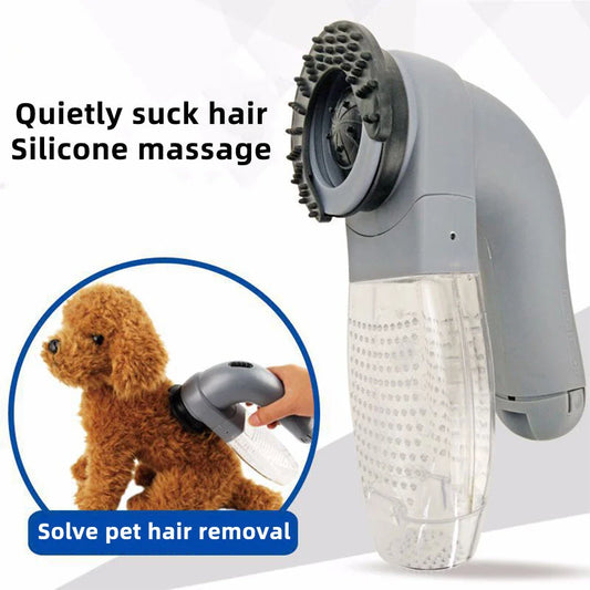 Electric pet hair vacuum cleaner with massage function, gray color, compact design
