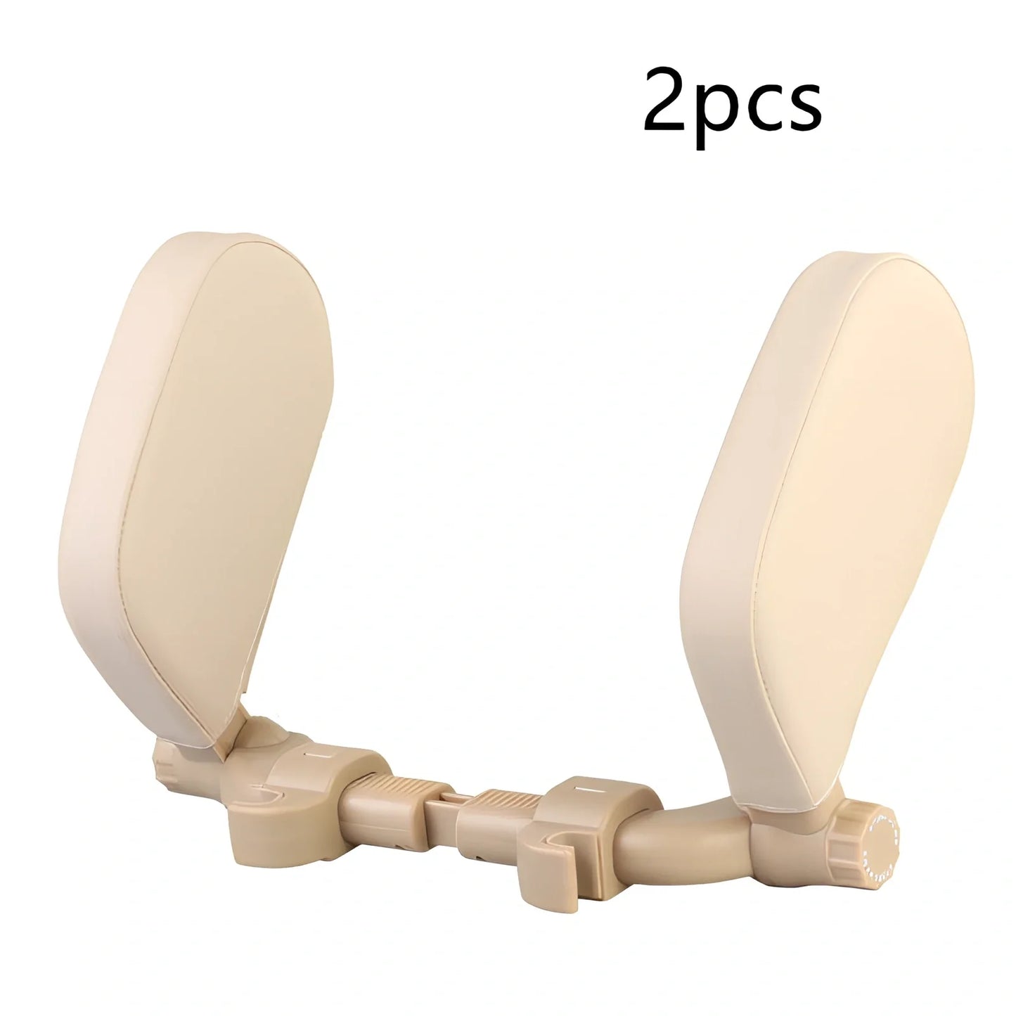 Adjustable car headrest pillow with 36cm bracket and 14cm rotating PU leather cushion