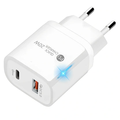 Black 1.2m fast charging Type-C cable with EU adapter, 18W output for quick device power-up