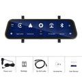 9.66-inch HD driving recorder mirror with CarPlay and Android Auto on vehicle windshield