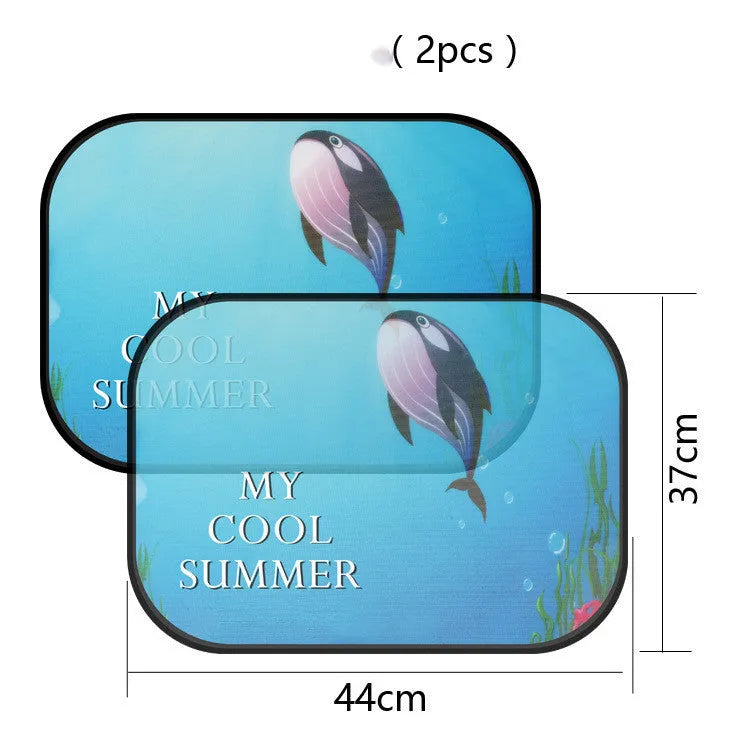 Electrostatic adsorption nylon mesh car side window sunshade shown in one of four available size pairs.