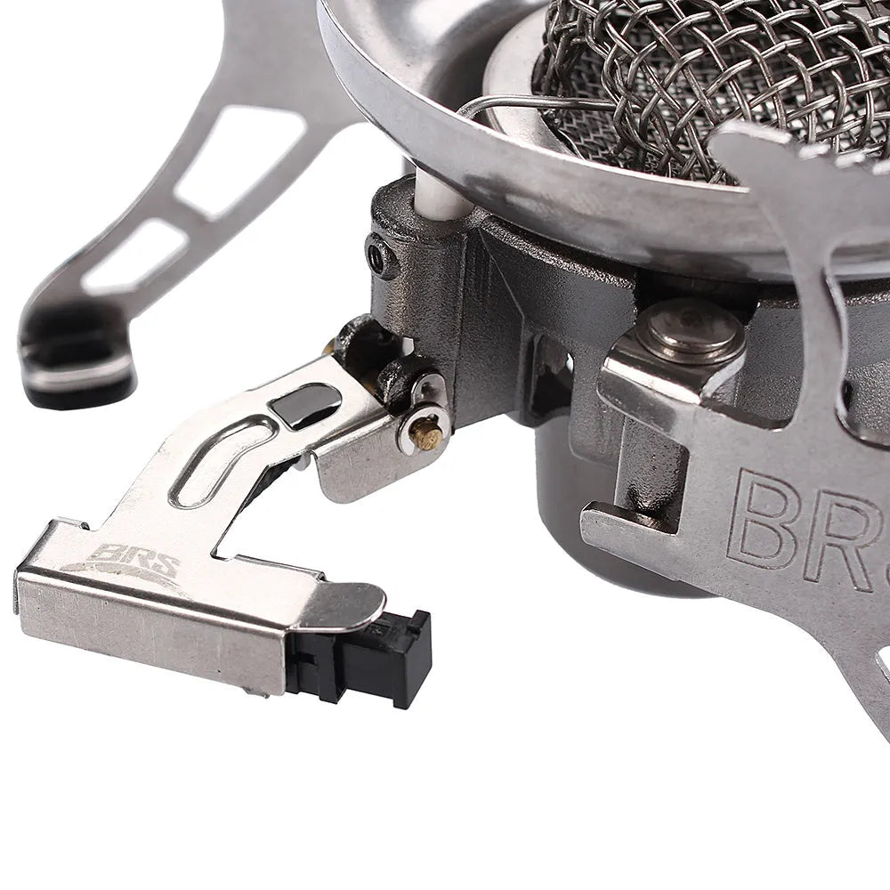 BRS-15 silver windproof outdoor camping stove with butane gas burner, expanded size 186x86mm