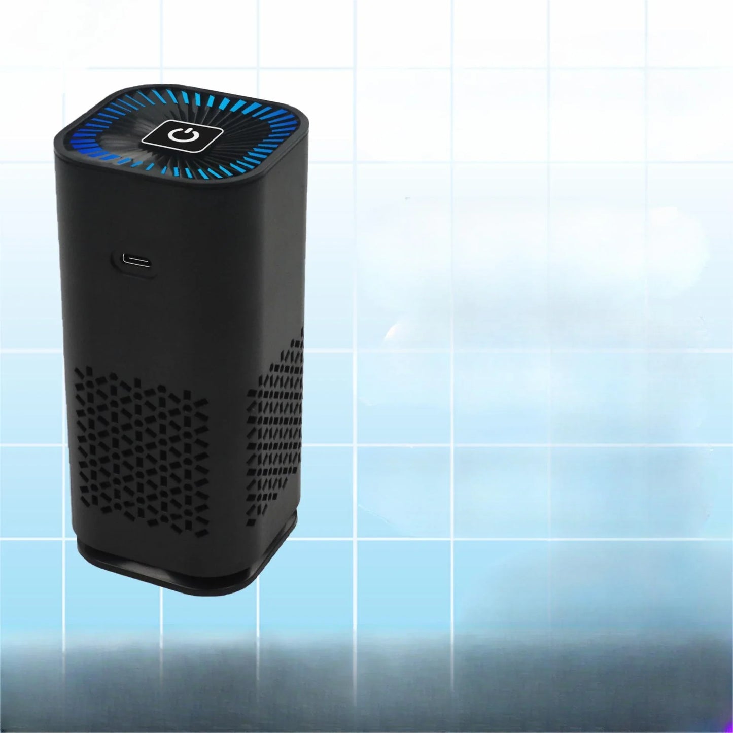 Compact car air purifier with negative ion technology for removing dust, pollen, pet dander, and smoke from vehicle's interior