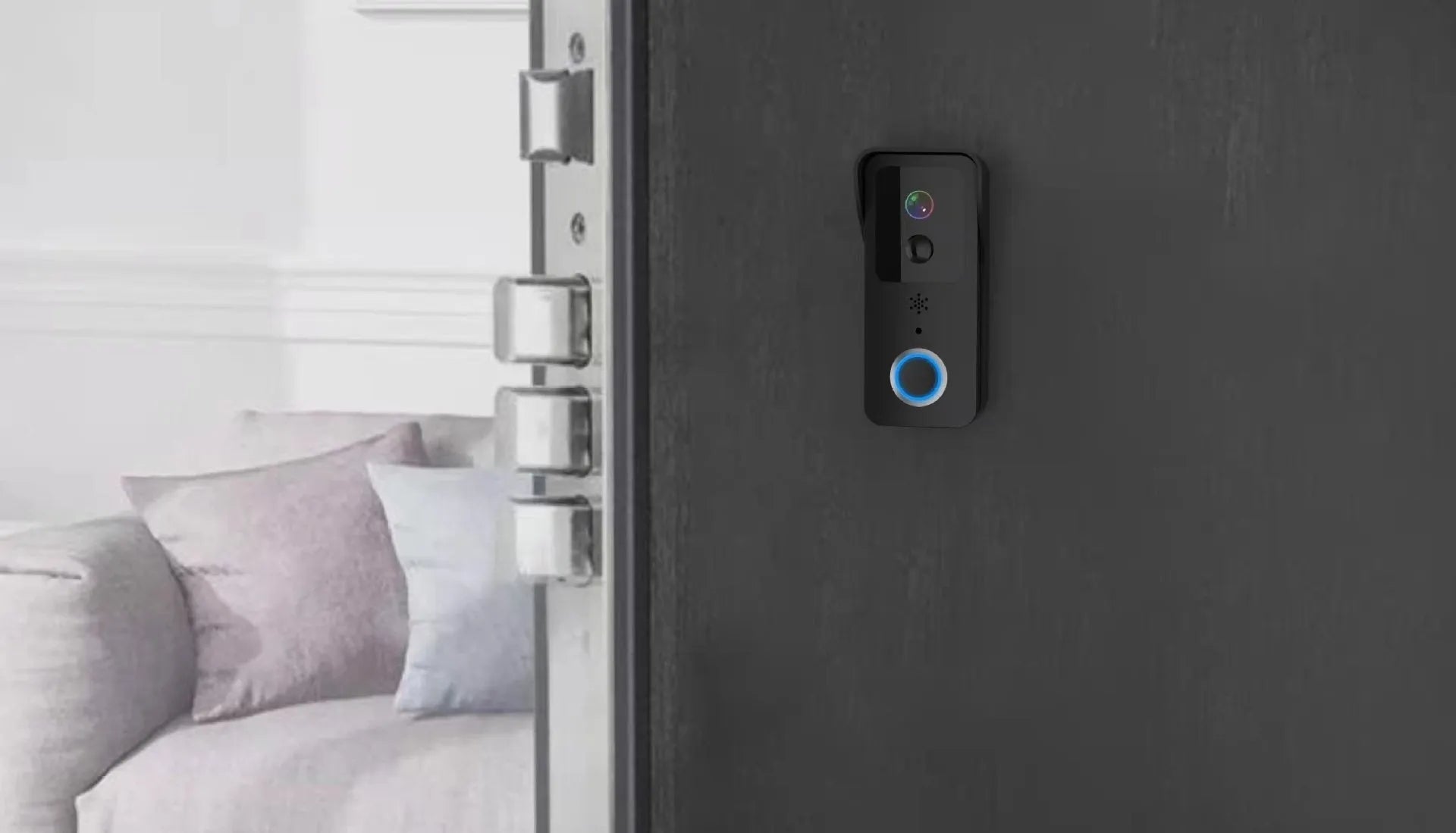 Black and white waterproof smart home visual doorbell with HD remote intercom.