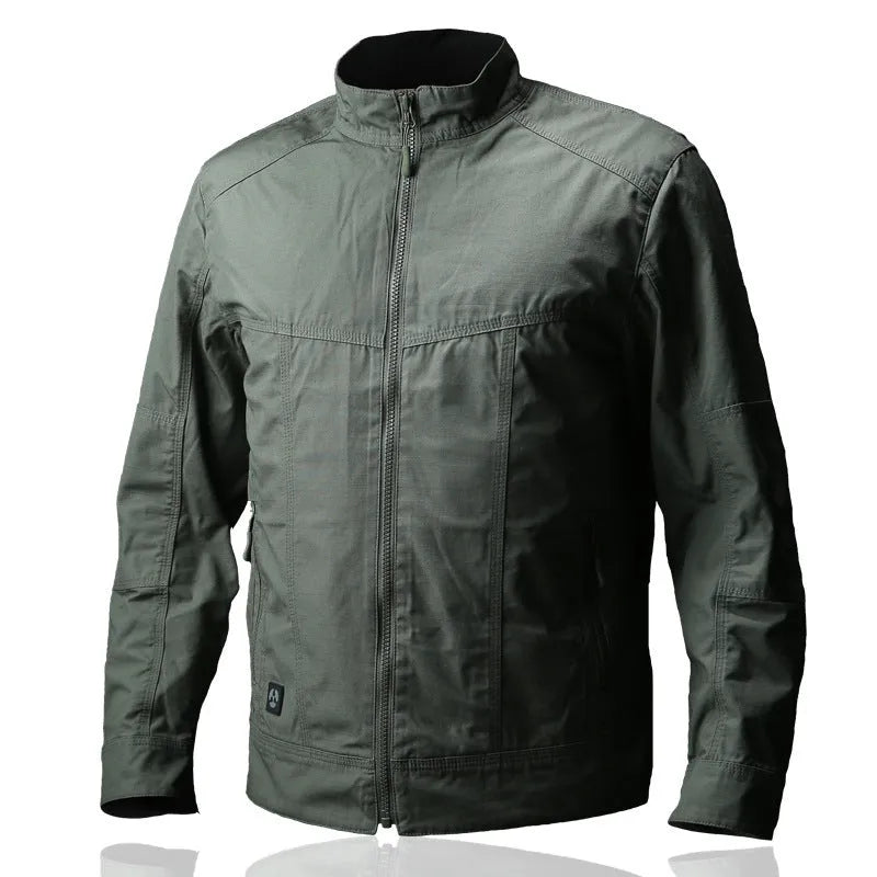 Men's tactical outdoor jacket in camouflage colour with multiple pockets.