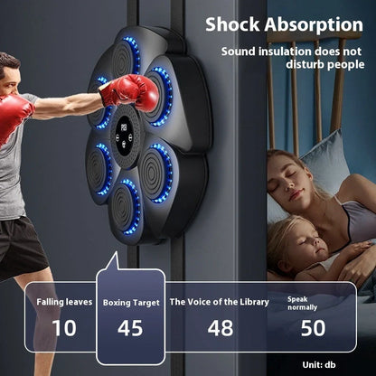 Black Bluetooth boxing target with wireless half-finger gloves for home fitness training