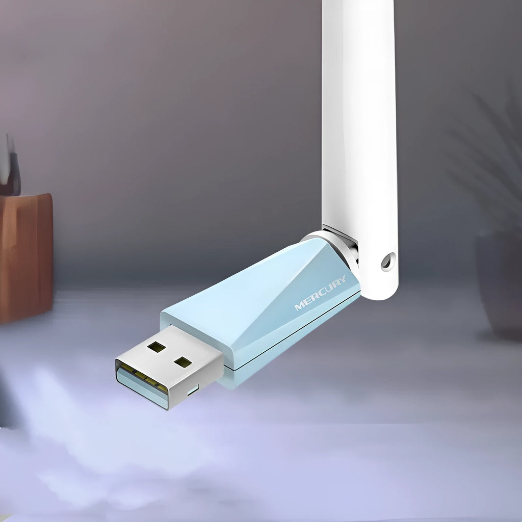 Mercury USB wireless network card with drive-free design, 2.4G 802.11n, 150Mbps/300Mbps/650Mbps speed options