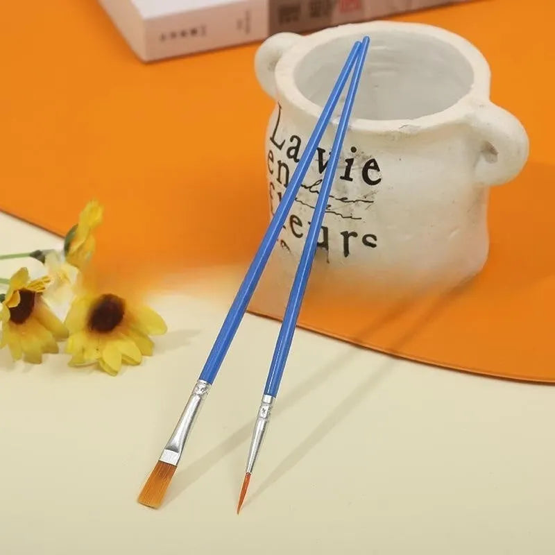 Children's graphic art gouache pen set with flat pen and line marker on white background