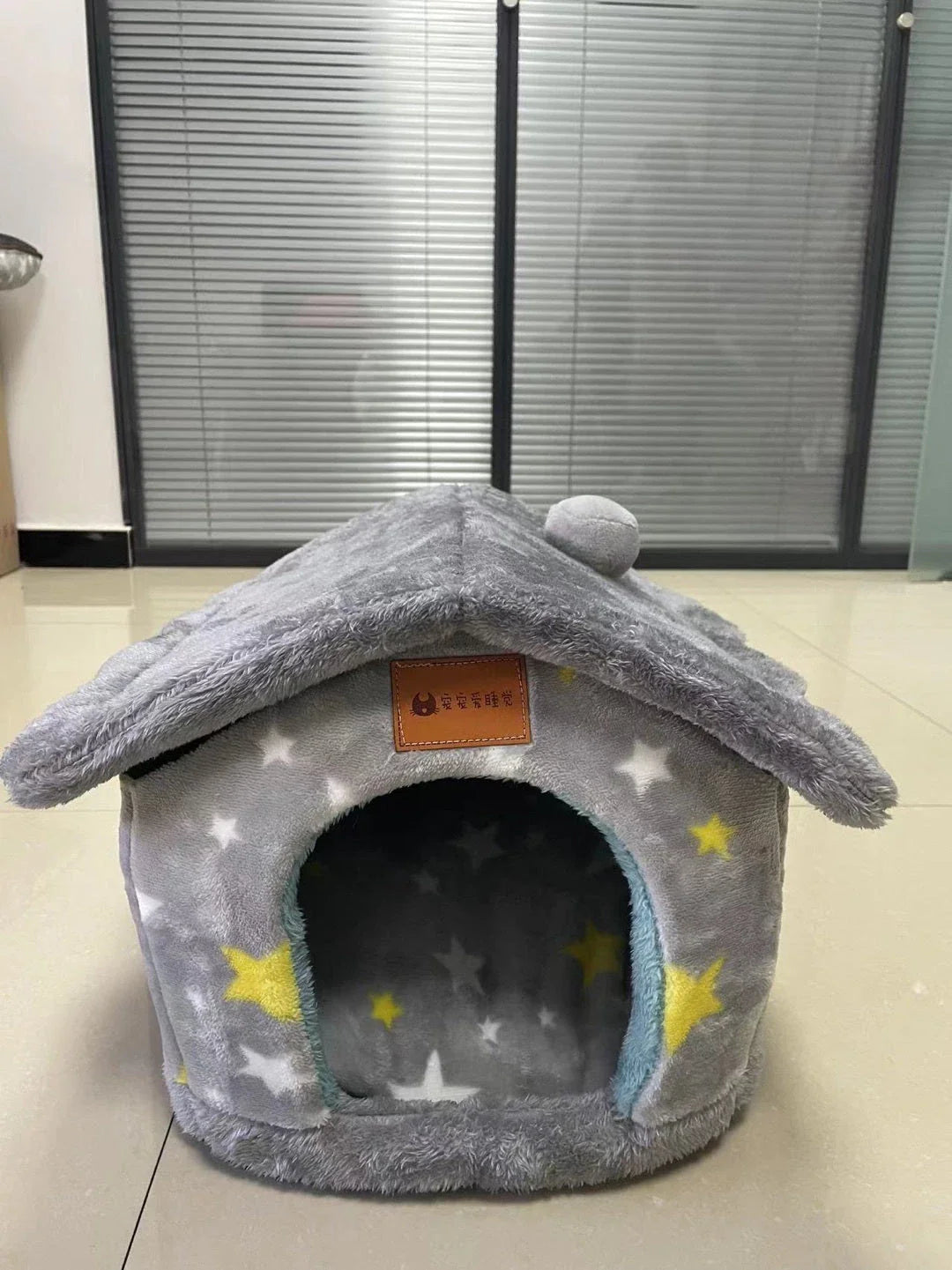 Cozy Pet Cave: Foldable plush dog house with warm removable cushion in various color options