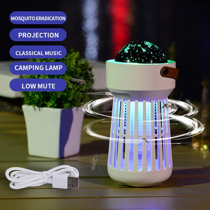 2-in-1 Mosquito Zapper and Star Projection Lamp with Folding Design for Indoor and Outdoor Use