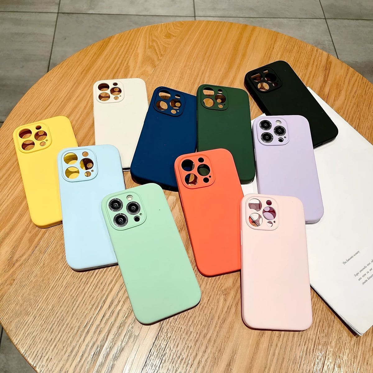 Liquid silicone phone case for iPhone with magnetic suction, solid colour finish, and precise cutouts