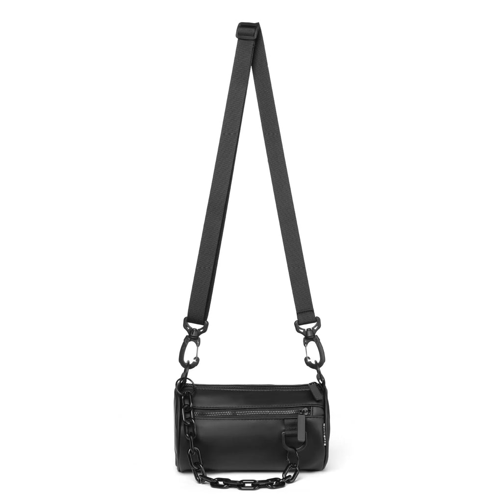 Waterproof Oxford cloth messenger bag with chain detailing in black, grey, or orange colours