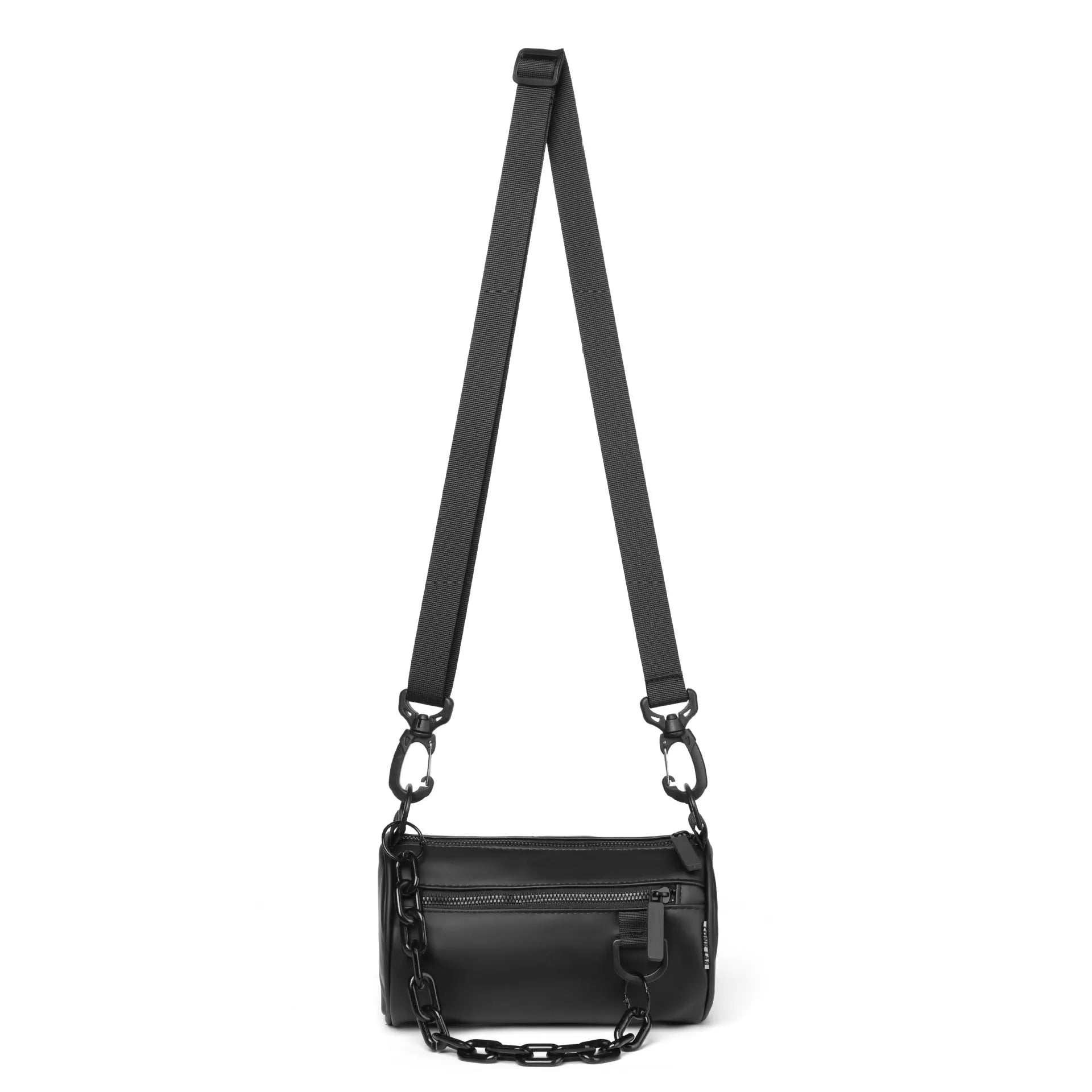 Waterproof Oxford cloth messenger bag with chain detailing in black, grey, or orange colours
