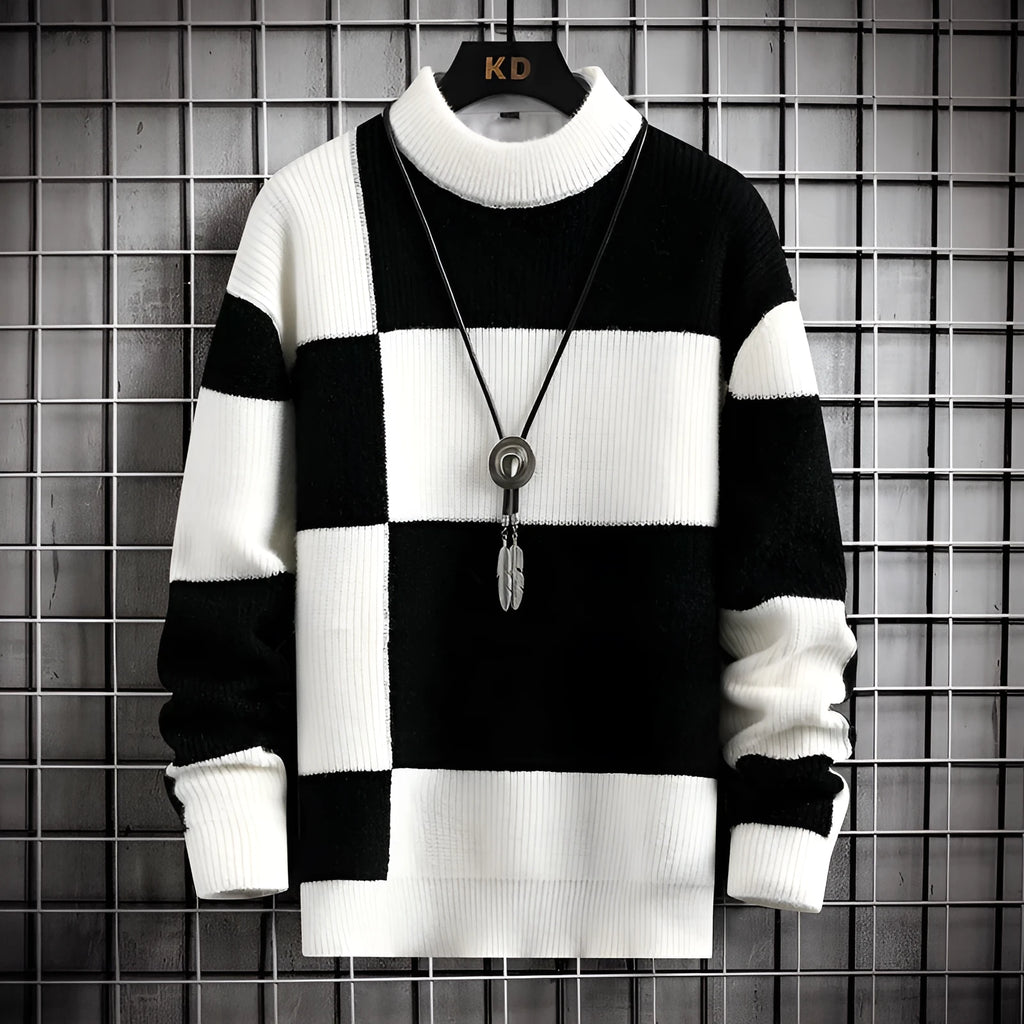 Thickened modal men's casual cardigan sweater coat in colour block design, loose fit, available in sizes M to 4XL