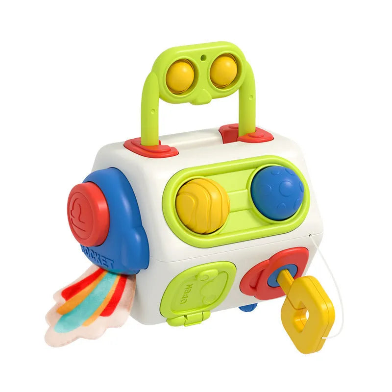 9-in-1 busy cube plastic sensory toy for toddlers aged 1-3 years, eight-sided design with multiple fidget activities