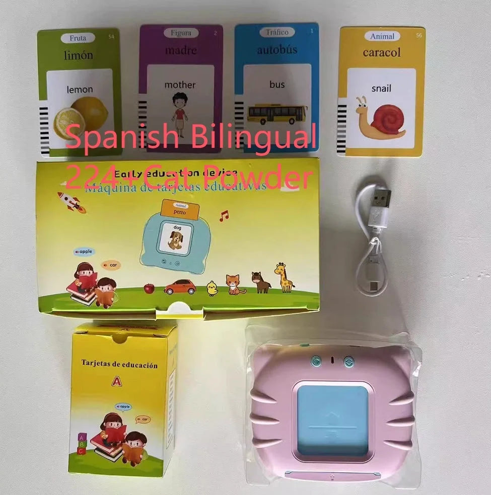 Interactive English learning card for children with voice recognition and 224 audiobooks