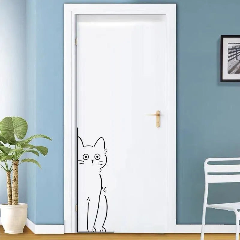 Shy kitty PVC wall sticker modern simplicity solid colour black or white 28/40/58cm