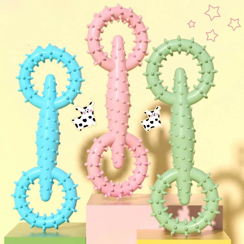Blue TPR dog chew toy ring measuring 16cm diameter for puppy teething and safe chewing