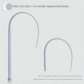 Blue simulated mouse tail cat teasing stick with silicone tail and cat head design for interactive play